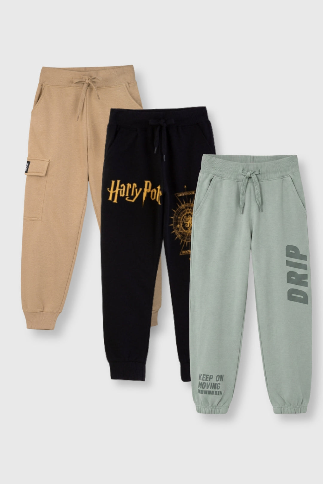 Exploring and Drip Sage Green Joggers Pack Of 3