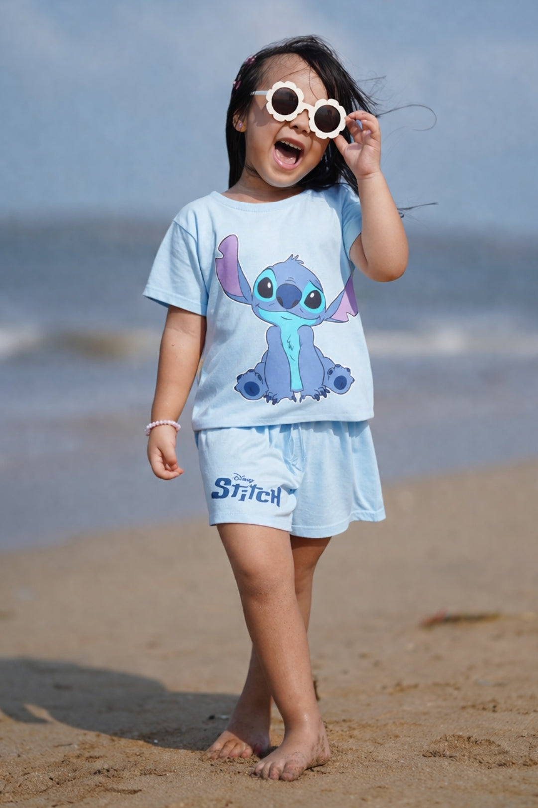 disney stitch shorts set for girls