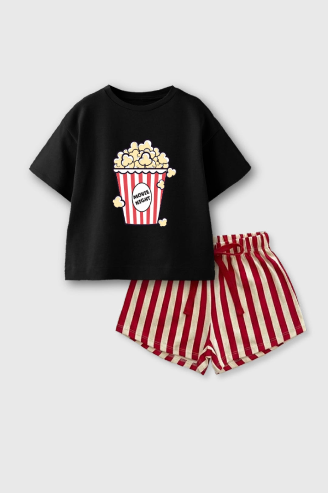 Movie Night Popcorn Shorts Set