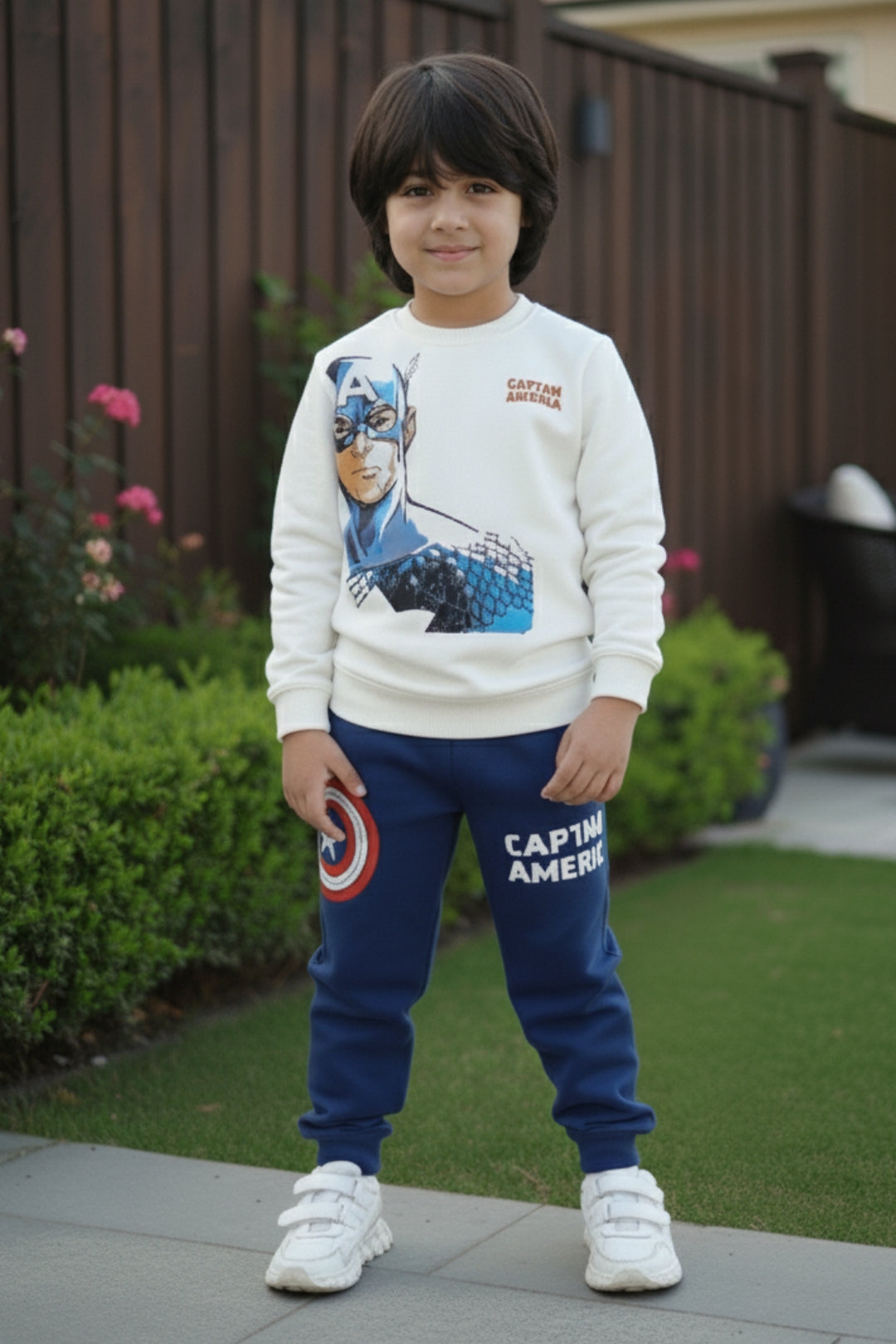 captain america hooded co-ord set for boys