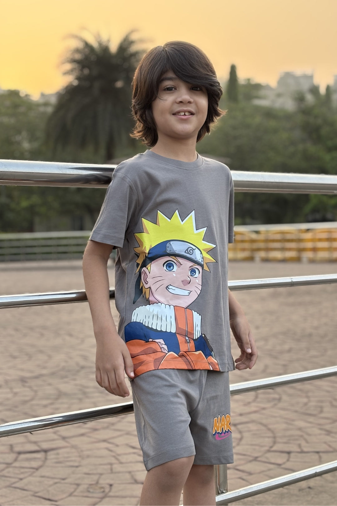 naruto printed shorts set for boys
