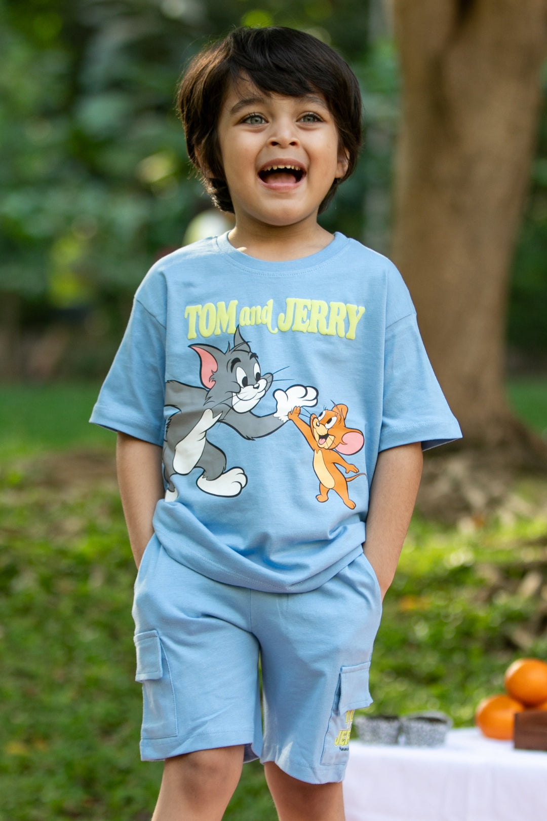 tom and jerry printed shorts set for boys