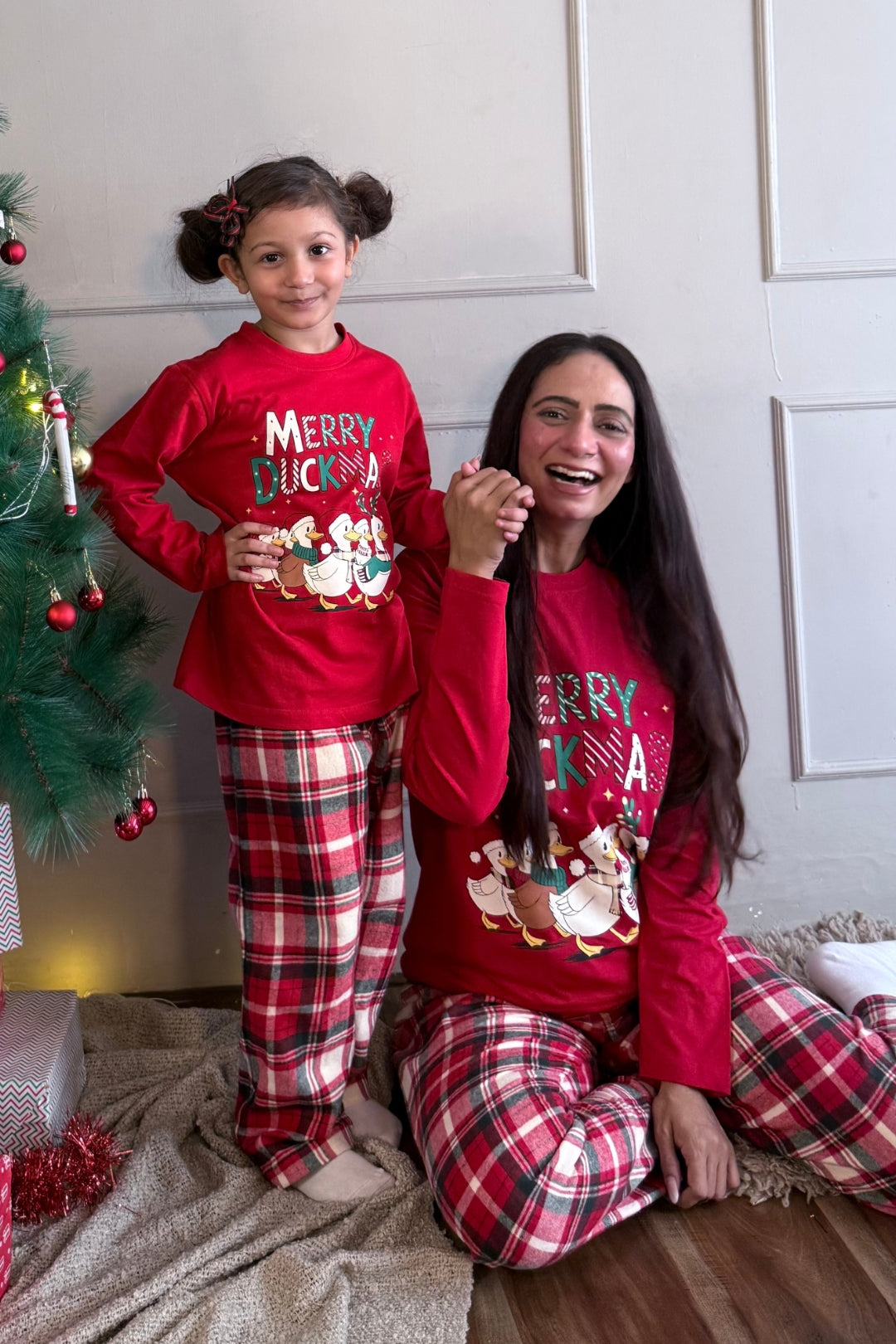 Merry Duckmas Flannel Pajama Set For Family