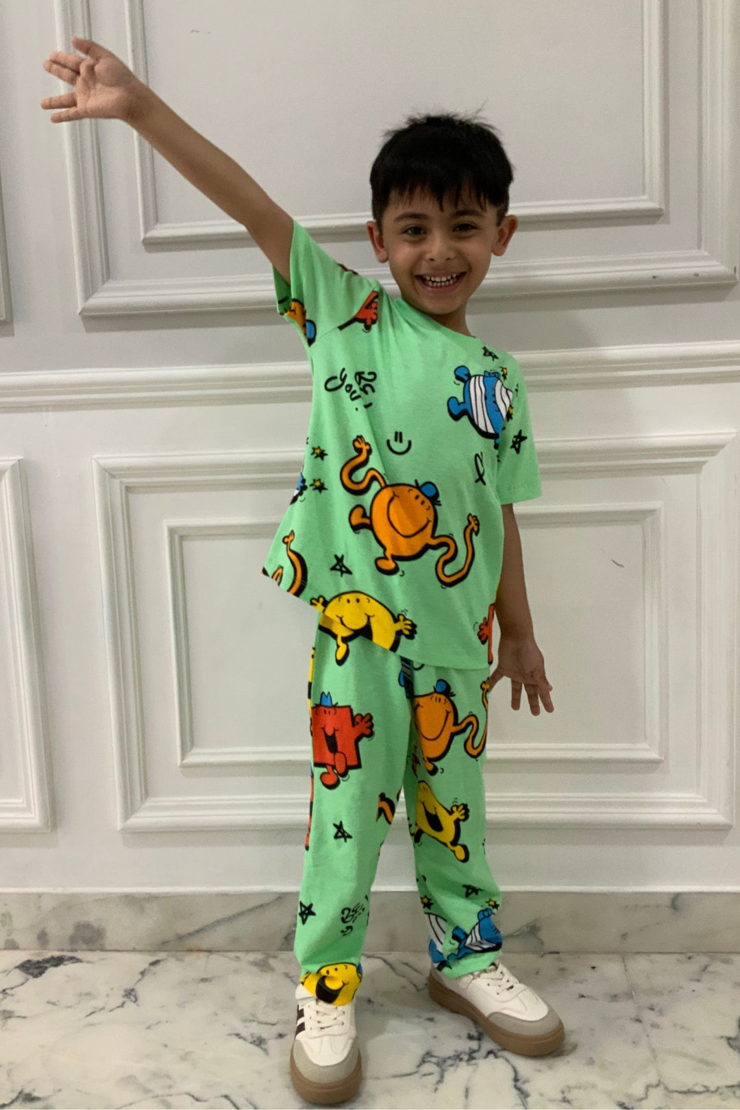 Mr. Men Pigiama Bambino 2 Pezzi A Maniche Lunghe - Multicolore, 100% Cotone, Taglie 18 Mesi - 5 Anni