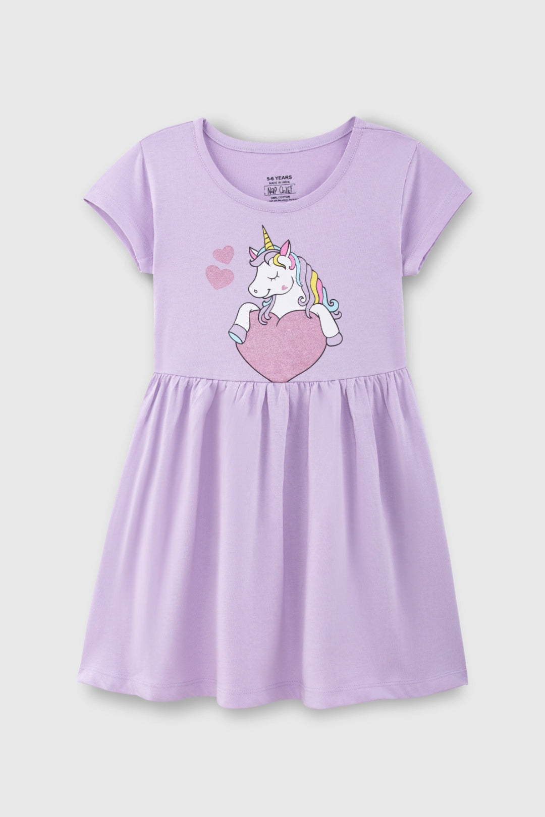 Unicorn Heart Glitter Dress | Cotton Dresses for Girls