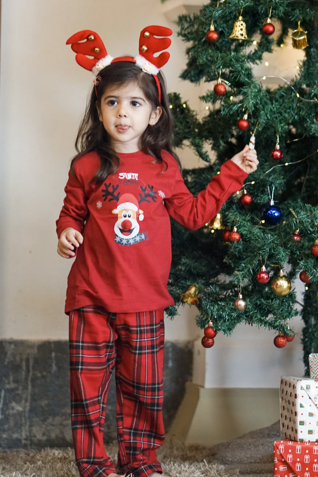 Red Nose Reindeer Pajama Set