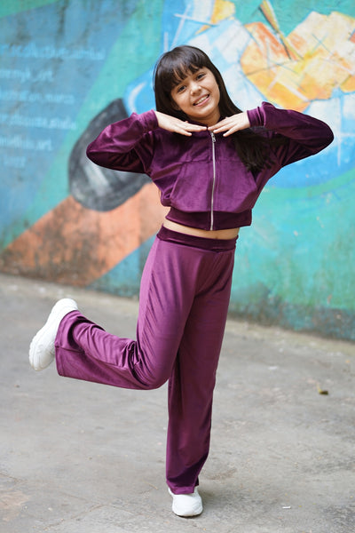 Burgundy textured Velour Co-Ord Set