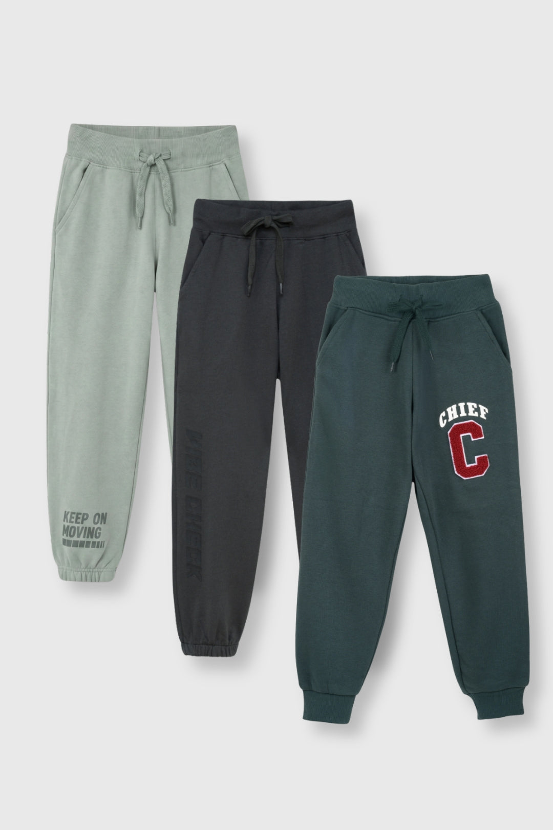 Unisex Green Joggers Pack Of 3