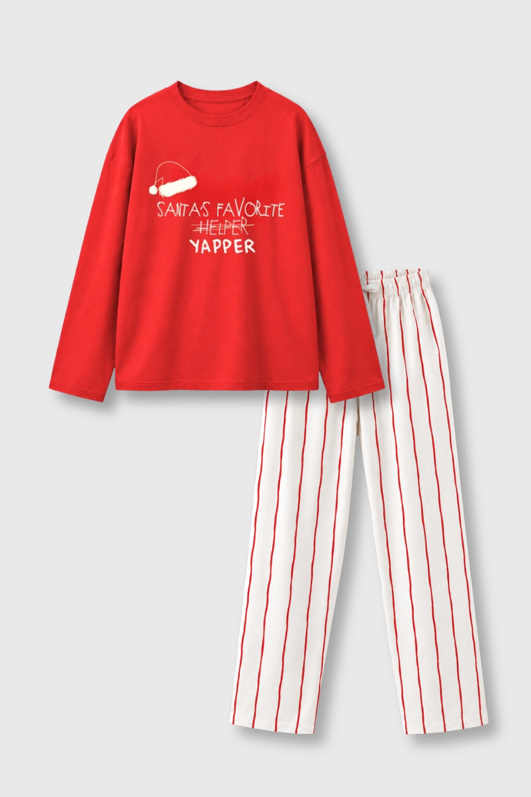 Santa's Favorite Yapper Striped Pajama Set For Family