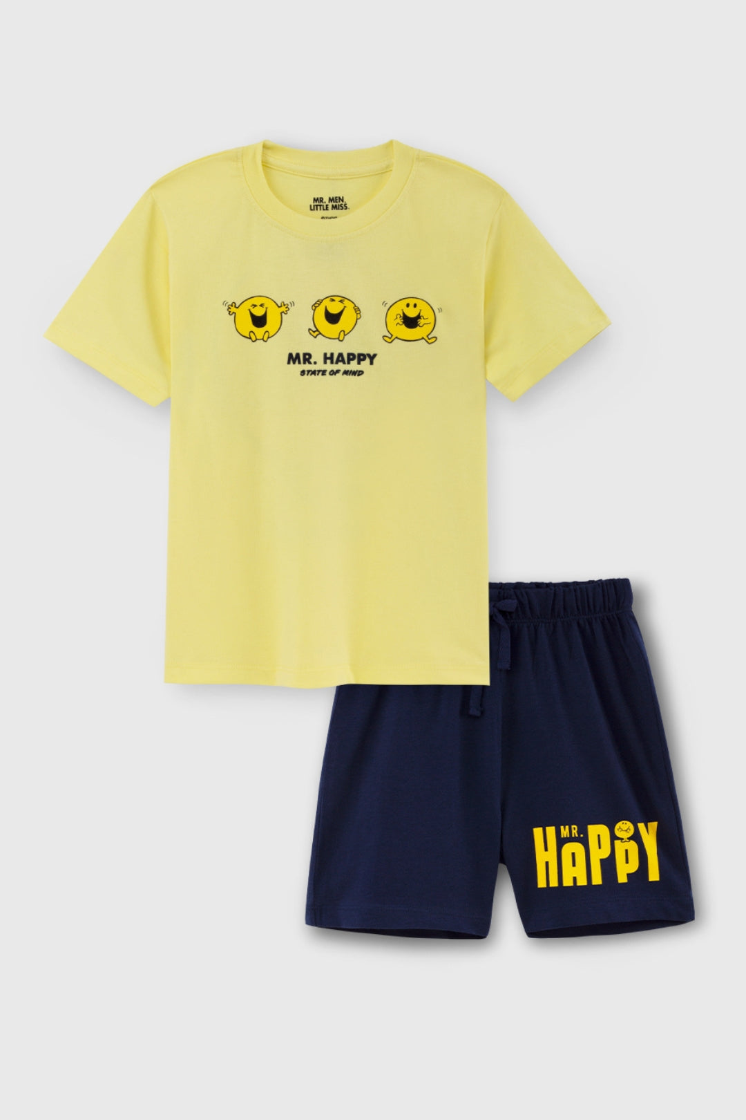 mr happy printed shorts set for boys