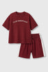 Chill Club Essentials Moody Maroon Shorts Set