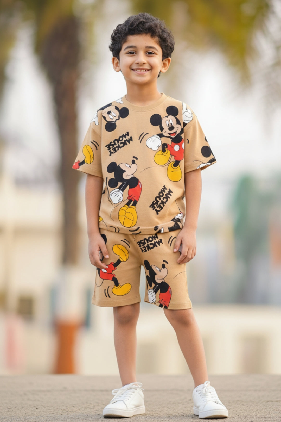 disney mickey mouse printed shorts set for boys