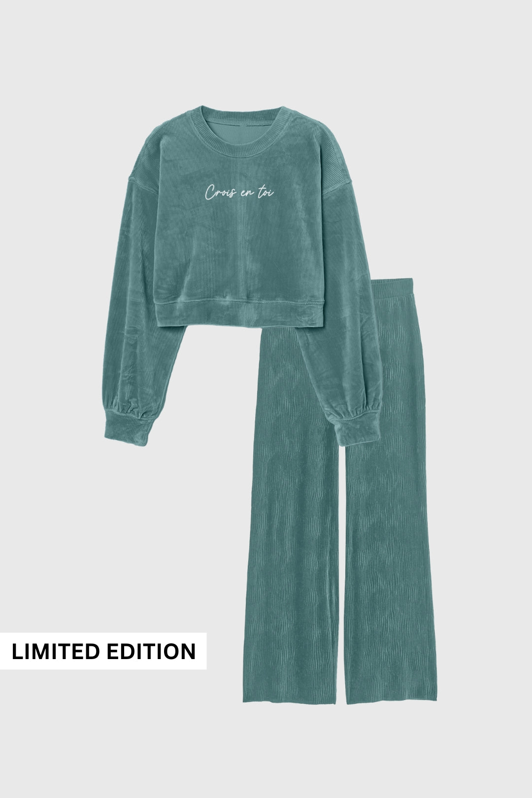 Teal Textured Velour Co-Ord Set