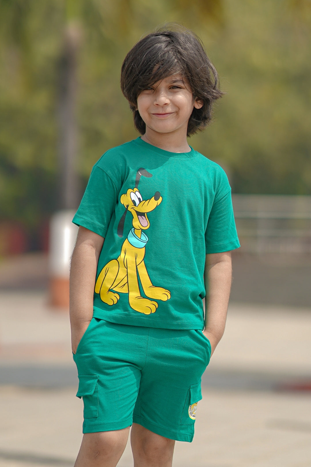 disney pluto printed shorts set for boys