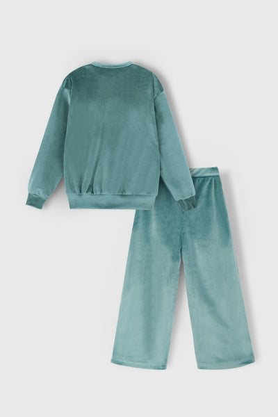 Teal Textured Velour Co-Ord Set