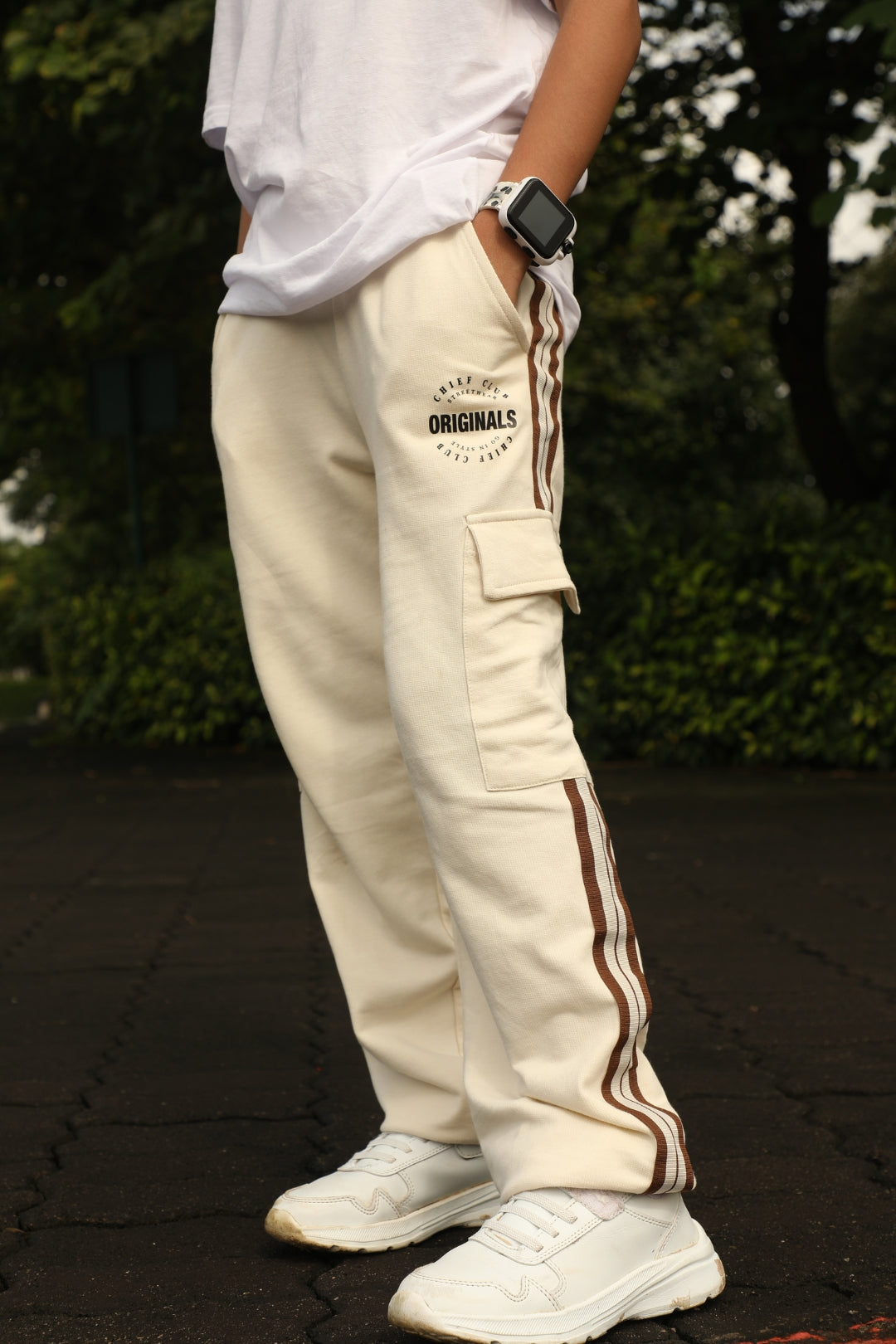 Beige Side Striped Originals Jogger