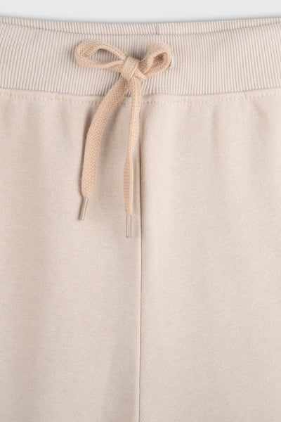 Beige Wideleg Plush Joggers