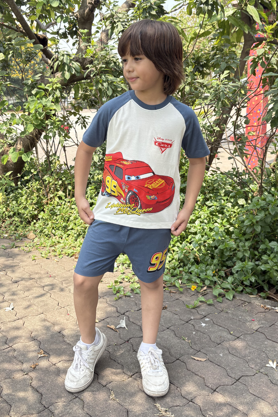 disney cars printed shorts set for boys