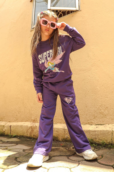 Supergirl In Purple Co-Ord Set