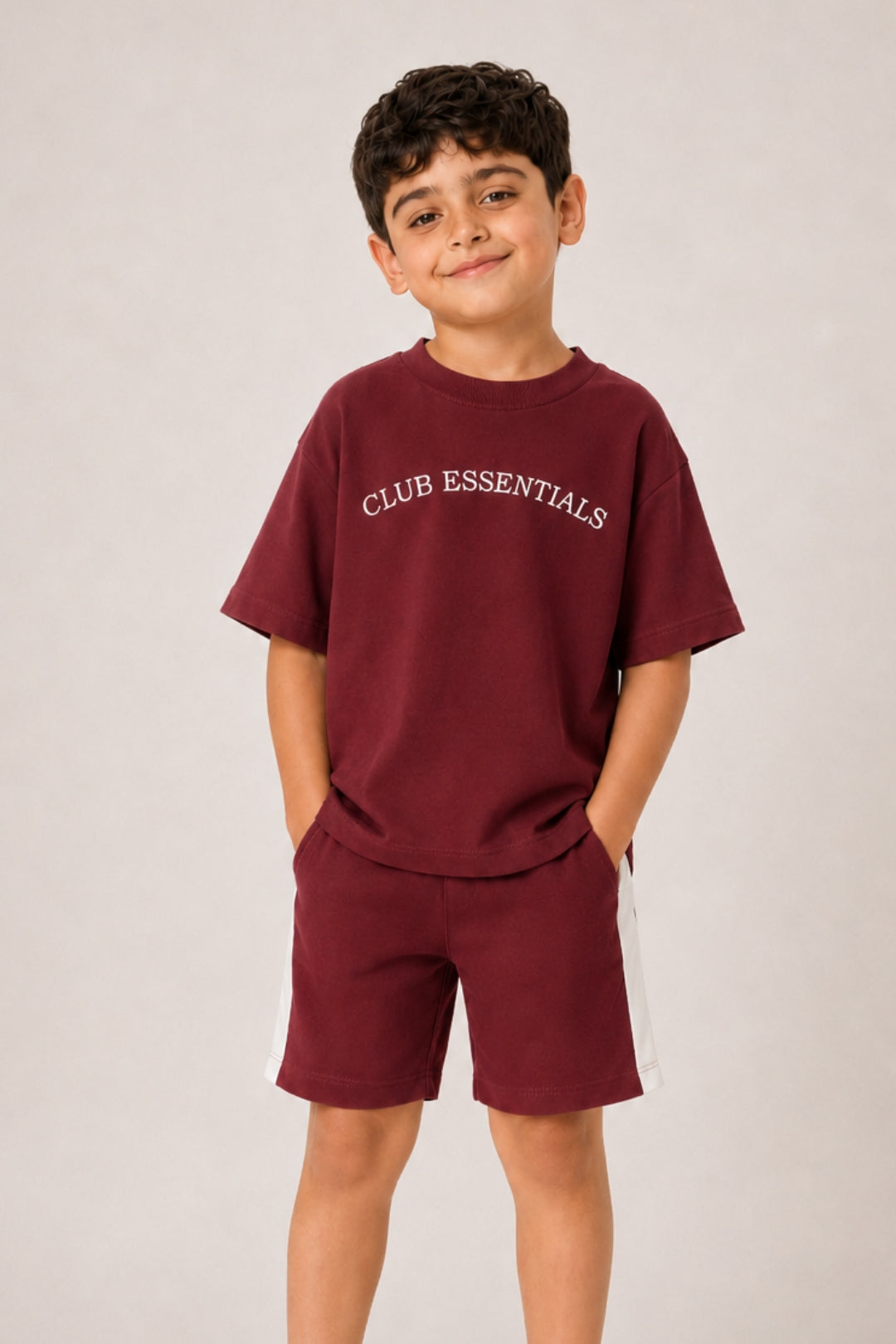 Chill Club Essentials Moody Maroon Shorts Set