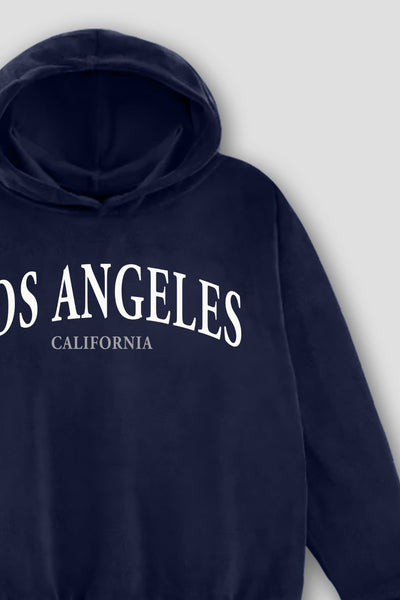 Los Angeles Navy Velvet Hoodie