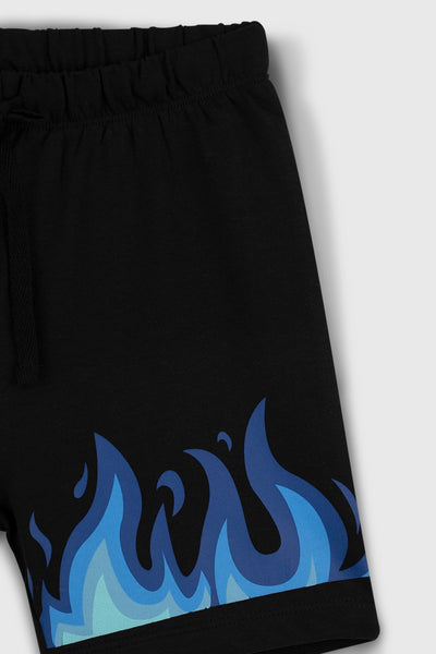 Blue Flame Oversized Shorts Set