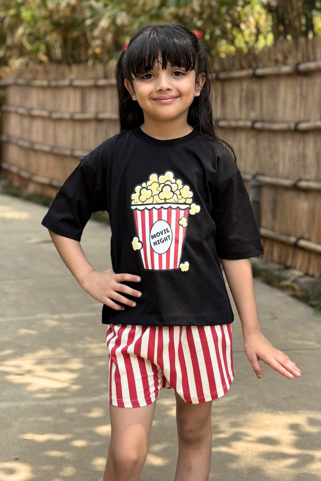 Movie Night Popcorn Shorts Set