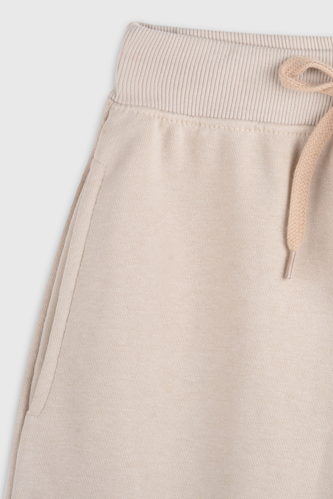 Beige Wideleg Plush Joggers