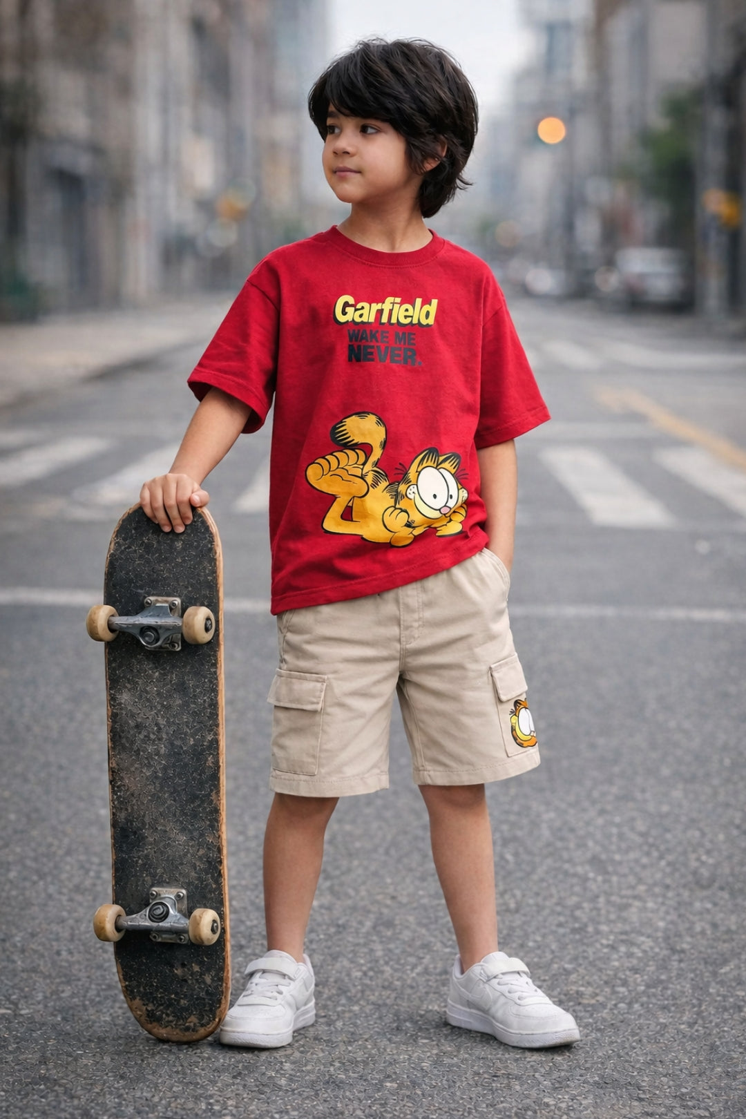 Garfield Wake Me Never Cargo Shorts Set