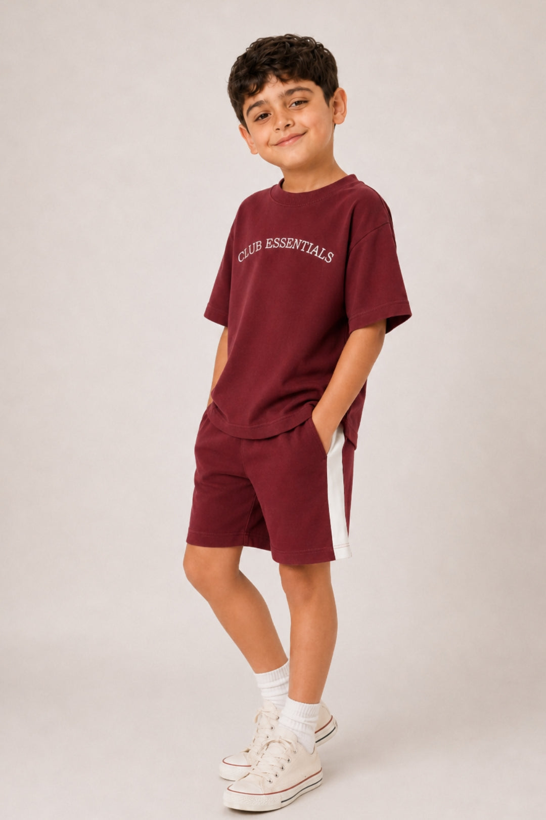Chill Club Essentials Moody Maroon Shorts Set