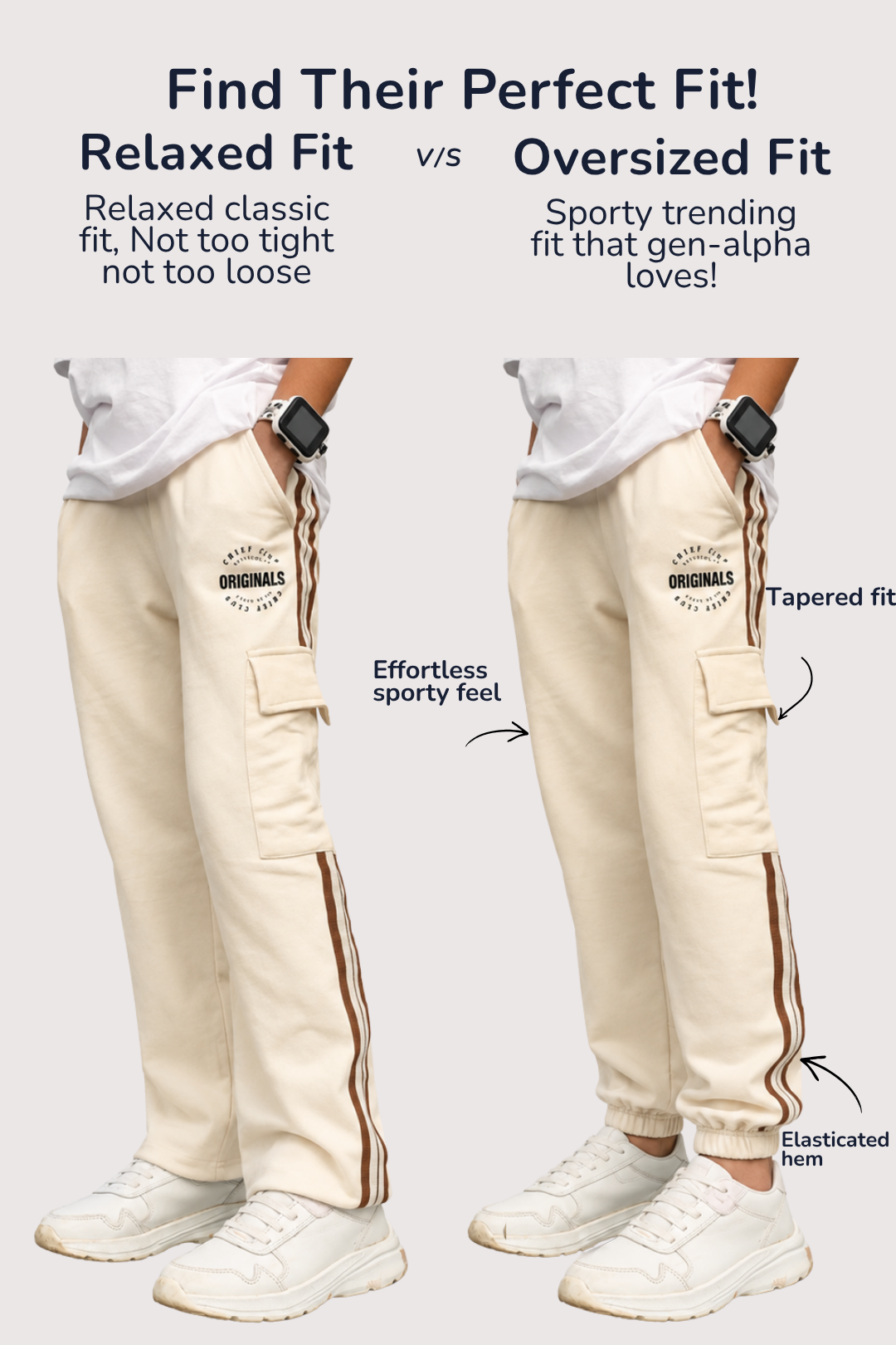 Beige Side Striped Originals Jogger