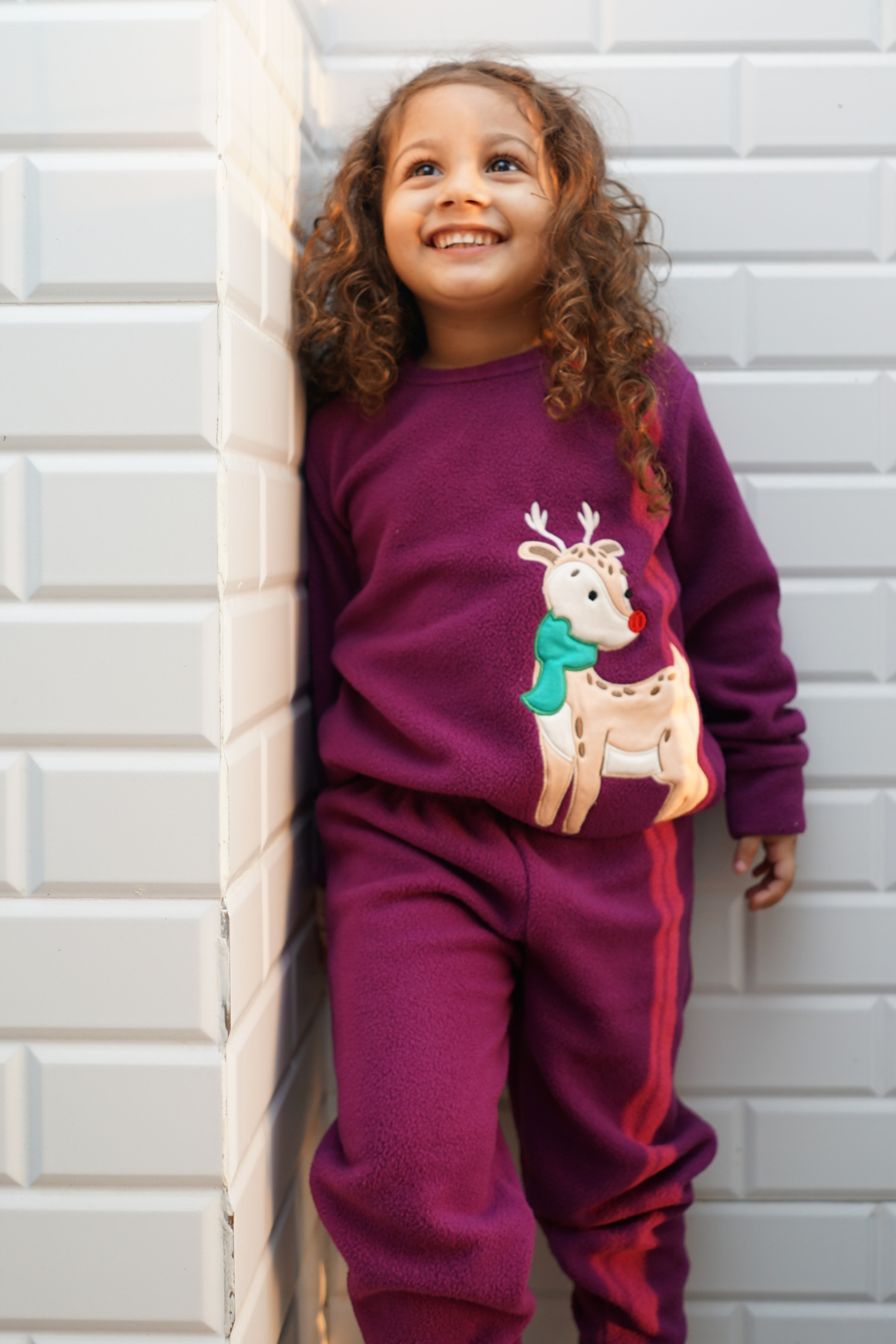 Reindeer Purple Polar Fleece Set