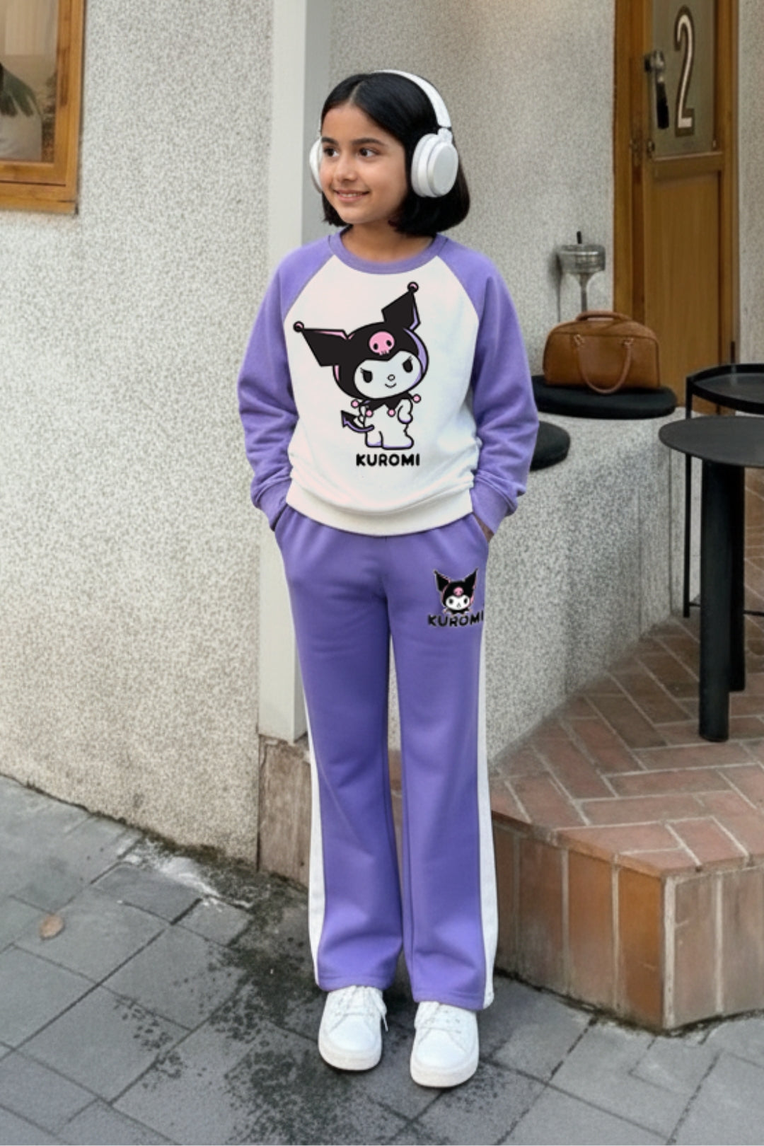 kuromi hoodie and jogger set for girls