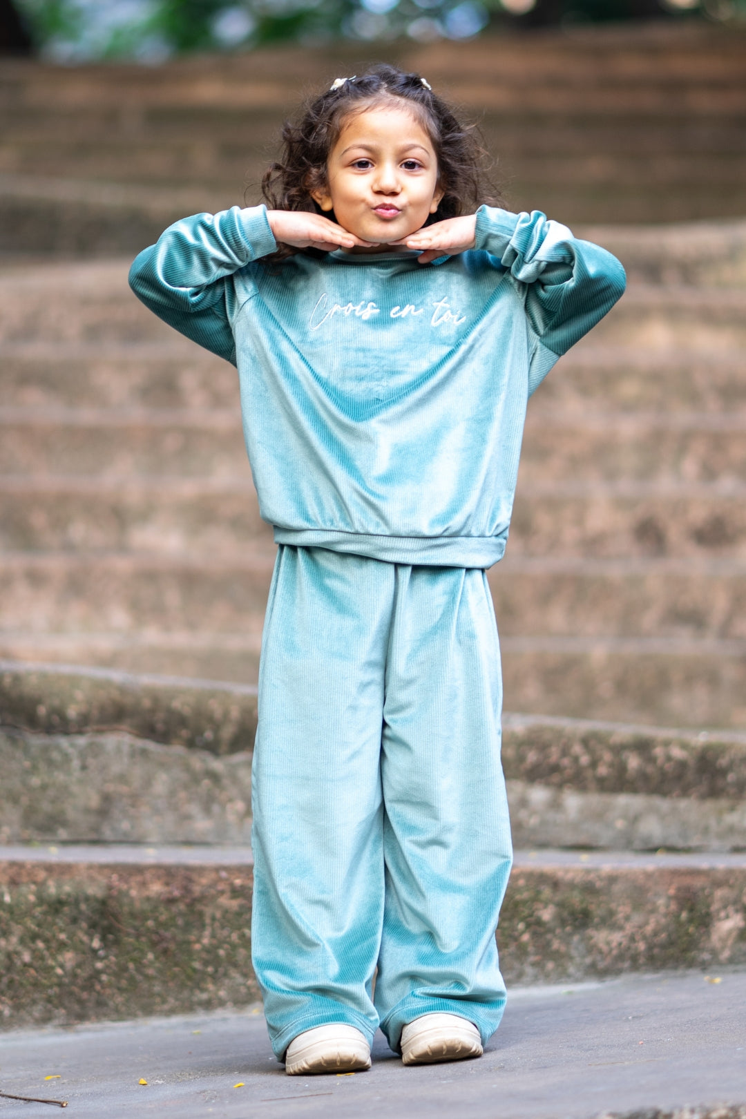 Teal Textured Velour Co-Ord Set