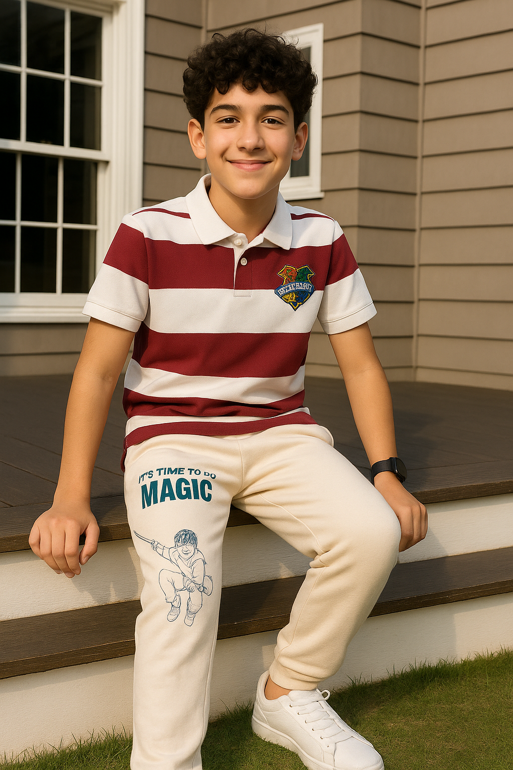 Hogwarts Striped Polo Jogger Set