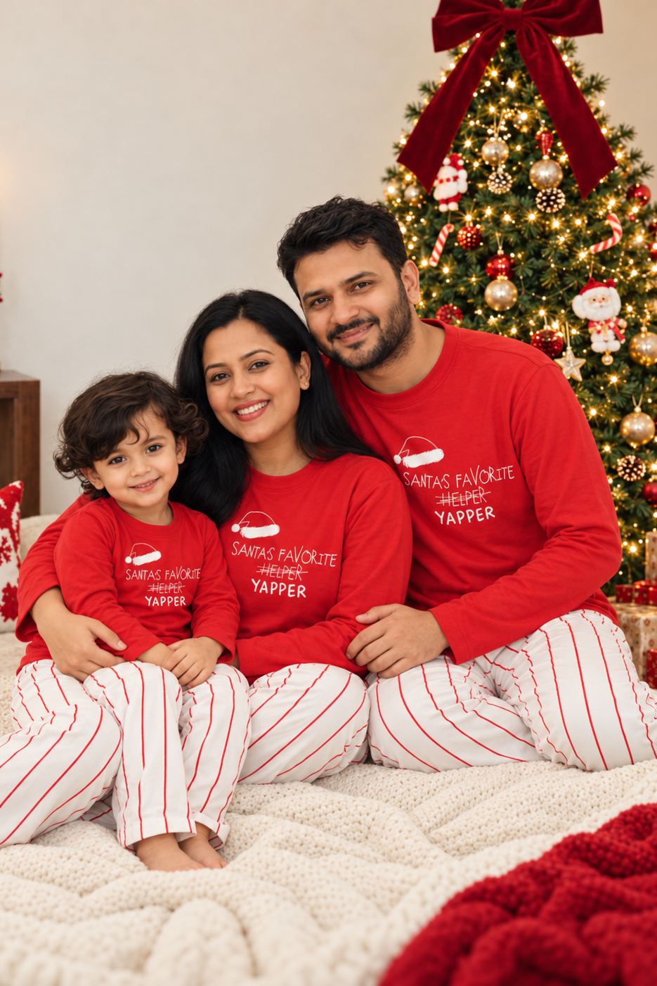 Santa's Favorite Yapper Striped Pajama Set For Family