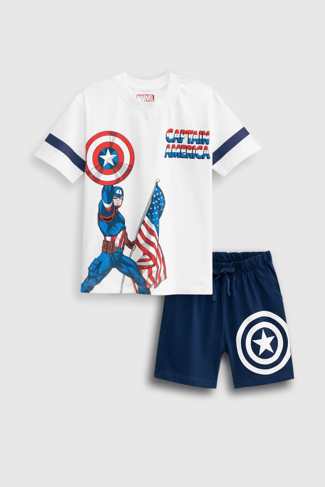 captain america printed shorts set for boys