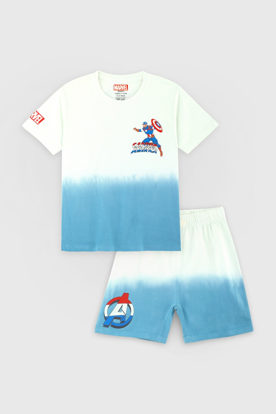 captain america printed shorts set for boys