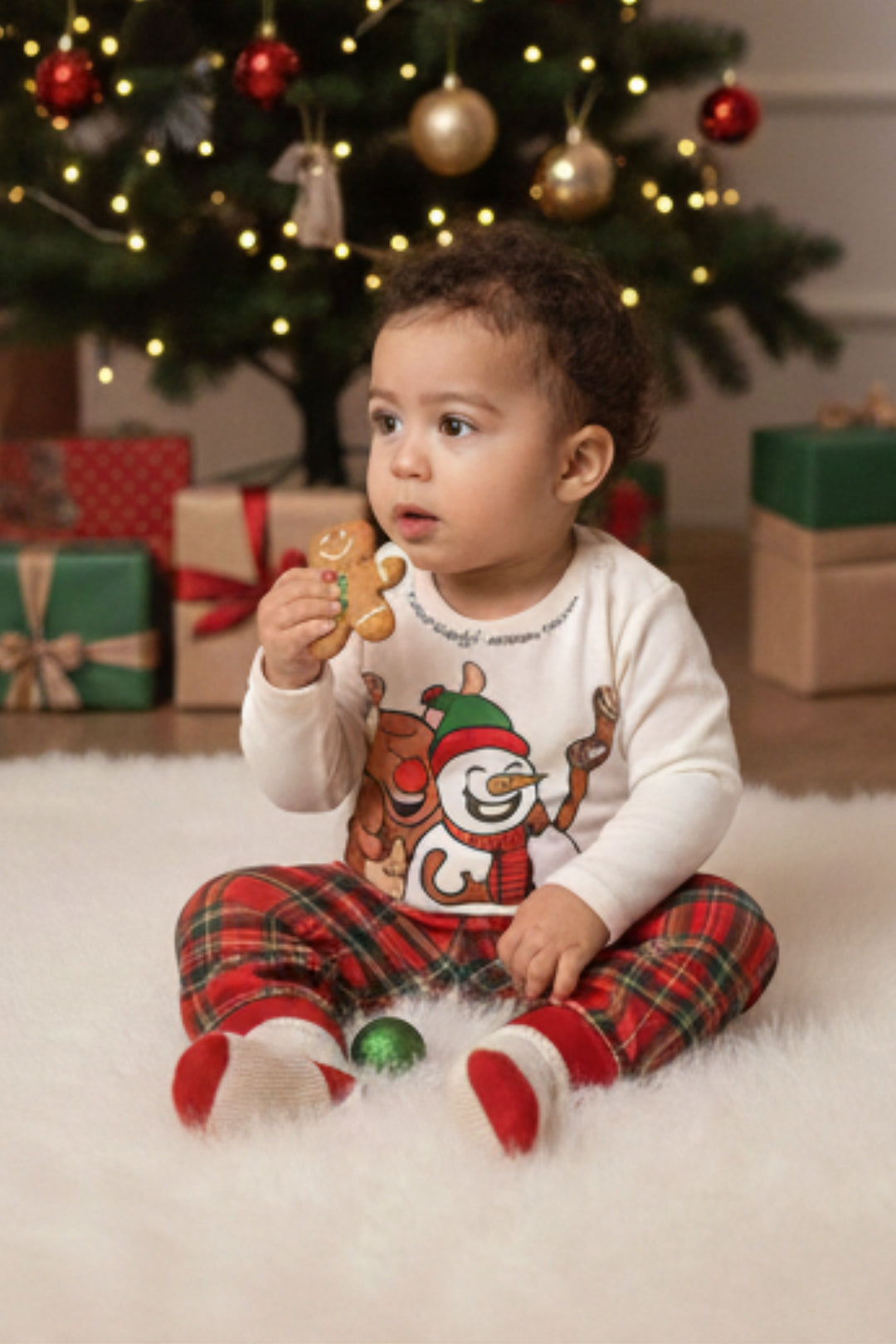 Selfie Snowman Flannel Pajama Set for Infant