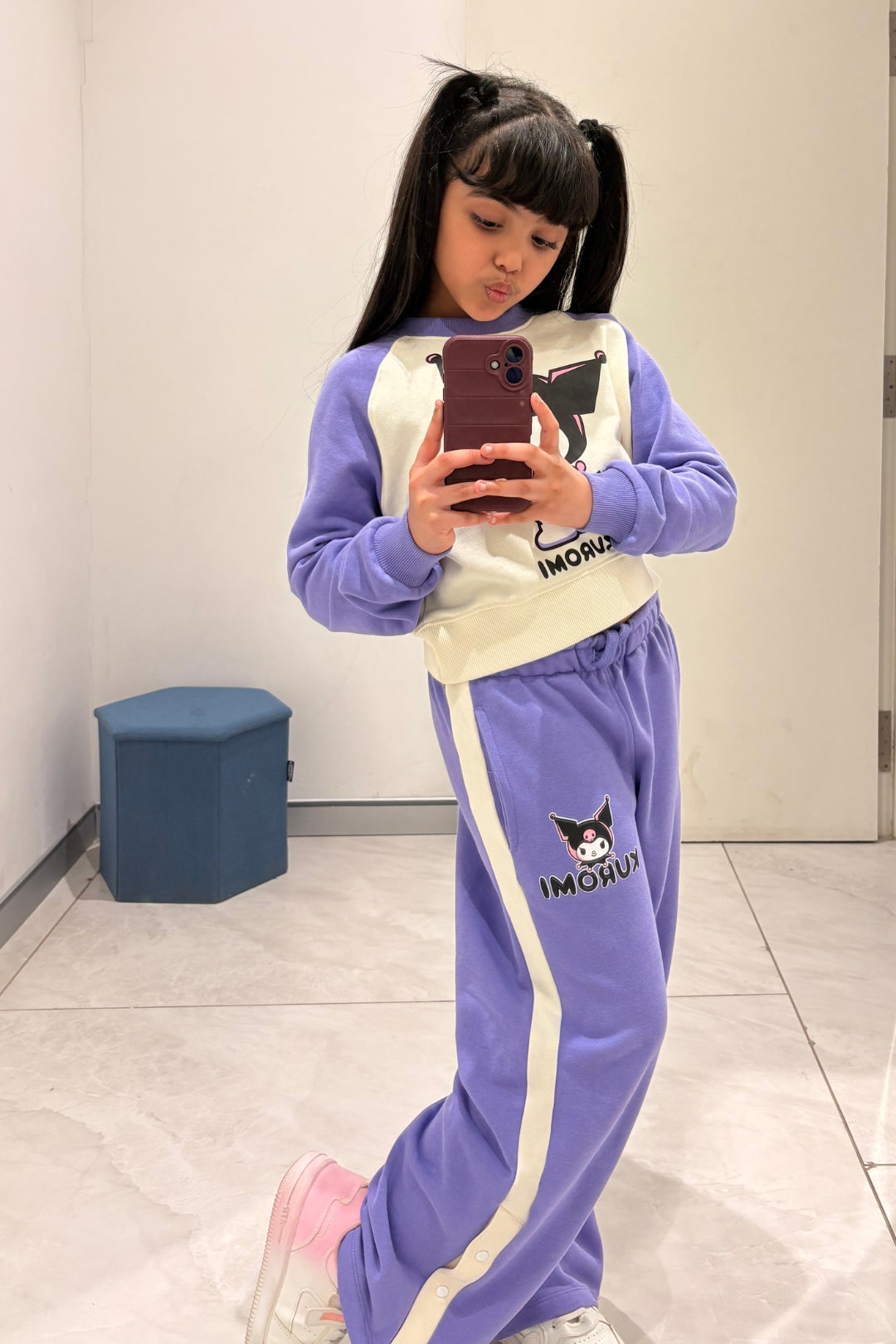 kuromi hooded co-ord set for girls